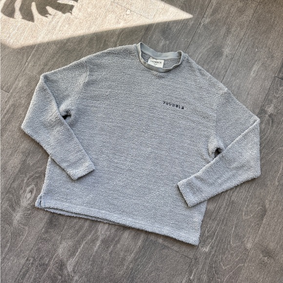 YoungLA Sweaters - YoungLA Embroidered Soft Fuzzy Chenille Gray Crew Neck Sweater